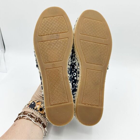 Tory Burch Risa Navy Blue Floral Print Slip-On Flat Espadrilles Sz 6M - Picture 11 of 13